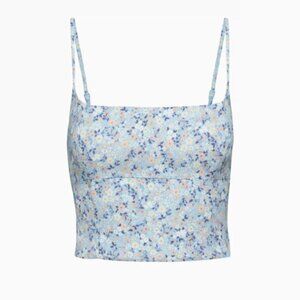 Aritzia Basel bustier, blue pastel floral tank with adjustable straps, size XS